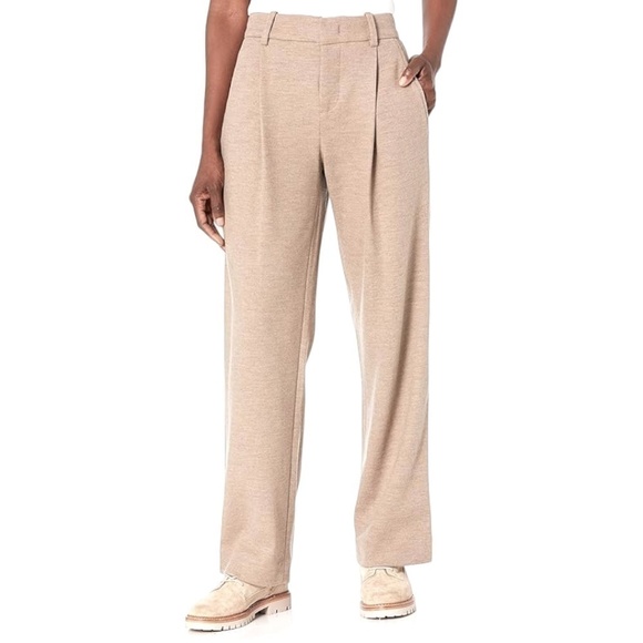 Vince Pleated Wide Leg Wool Trousers, Birch, Size 12 - Picture 1 of 9